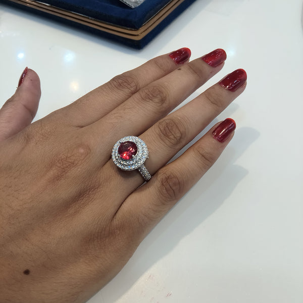 Timeless sterling silver red stone band