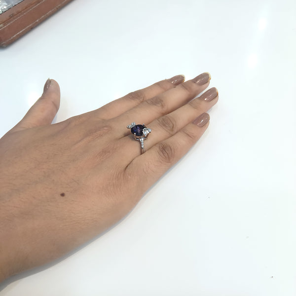 Blue stone silver ring