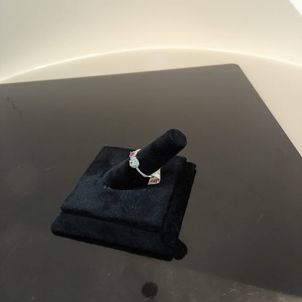 Heart and circle shape silver ring