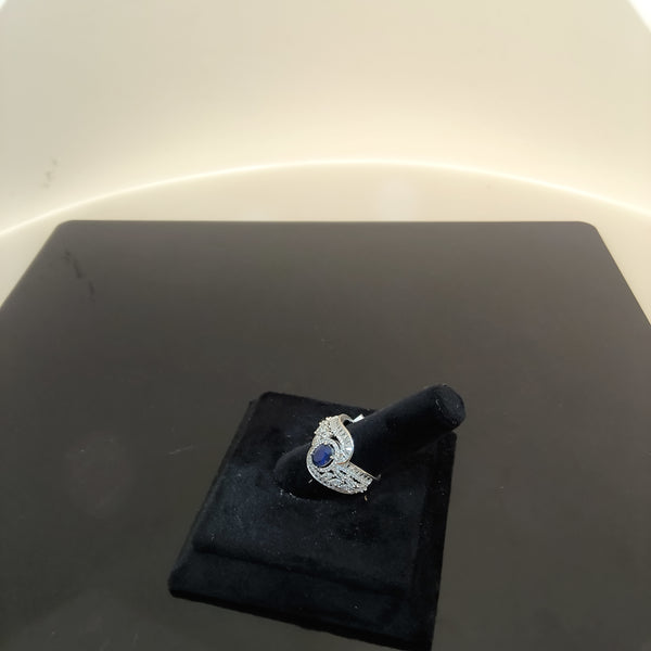 Silver ring with blue stone