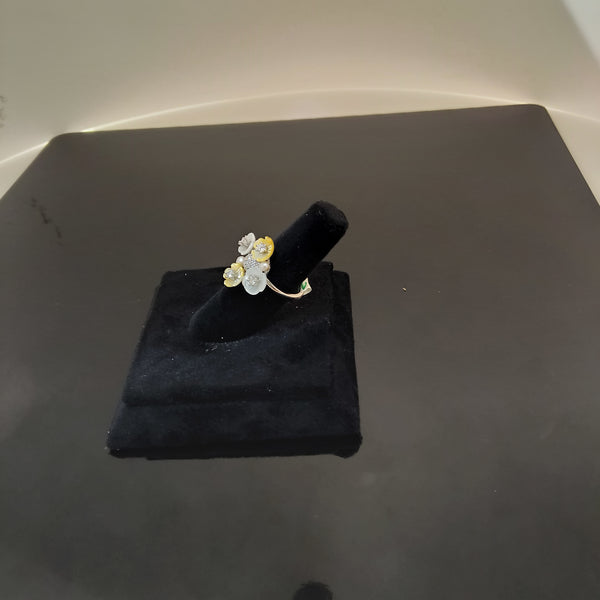 Sun flower design silver ring