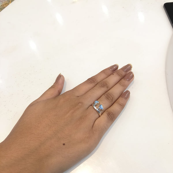 Silver ring with sky stone colour