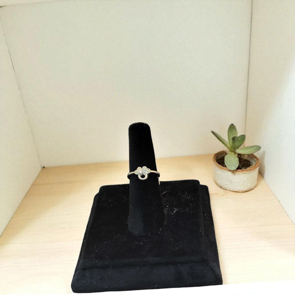Duo heart shape silver ring