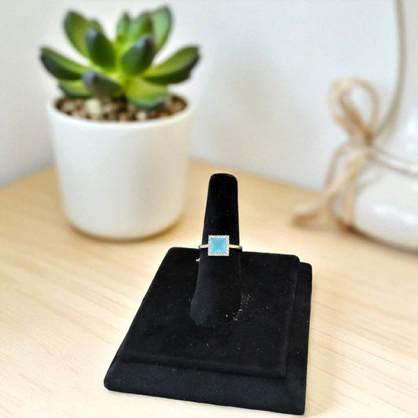 Sky blue stone silver ring