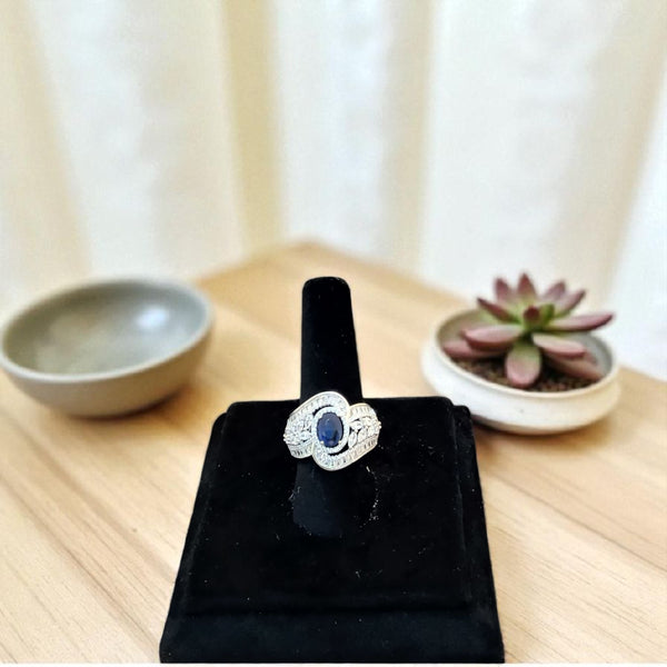 Silver ring with blue stone