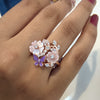 Butterfly flower combination 925 silver ring