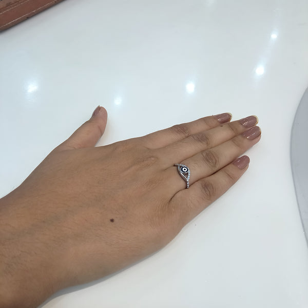 Evil eye silver ring